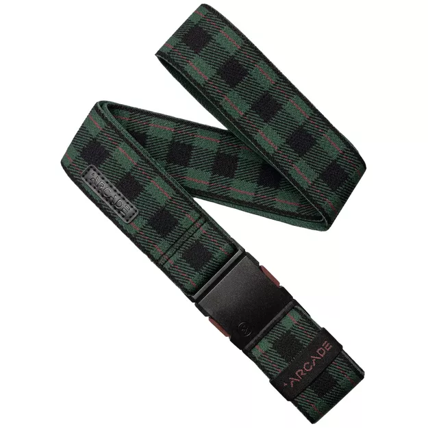 ARCADE Belt Plaid (3,8 cm) - Elastyczny pasek do spodni - Emerald/Wine
