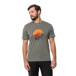 JACK WOLFSKIN Hiking S/S T Men - gecko green - męska koszulka funkcyjna z printem