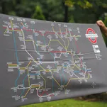 Ręcznik szybkoschnący Nasze Góry - metro mapa - Karkonosze Zachodnie - szary