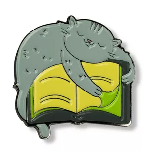 Pin metalowy - Kot z książką - PINSTORY