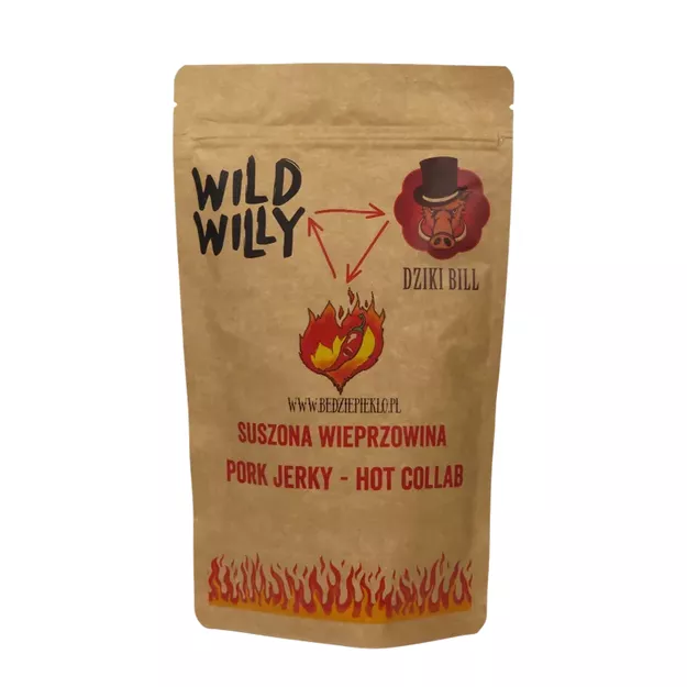 WILD WILLY x Dziki Bill Hot Pork Jerky - suszona wieprzowina - 100 g